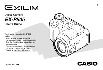 Casio EX-P505 Digital Camera User's Guide - cover page