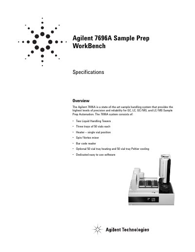 Agilent 7696A Sample Prep Workbench Specifications - cover page