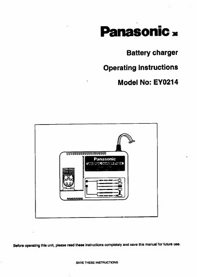 Panasonic EY0214 Battery Charger Operating Instructions - cover page