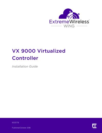 Extreme Networks VX 9000 Virtualized Controller Installation Guide - cover page
