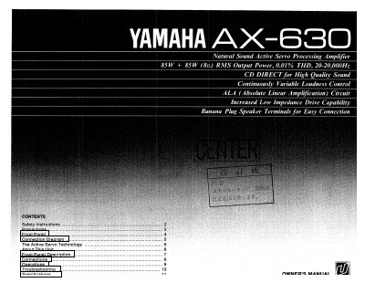 YAMAHA AX-630 Manual - cover page