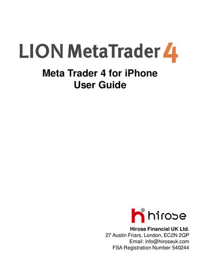 Hirose Financial MetaTrader4 iPhone User Guide - cover page