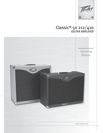 Peavey Classic 50 212/410 Guitar Amplifier Operating Manual
