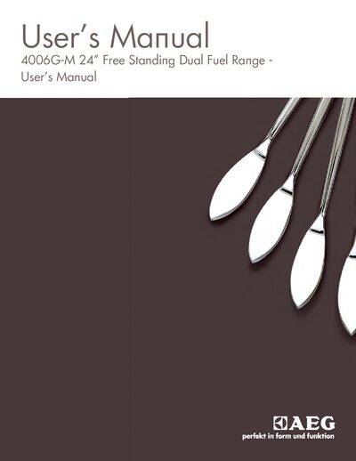 AEG 4006G-M 24" Free Standing Dual Fuel Range User Manual - cover page
