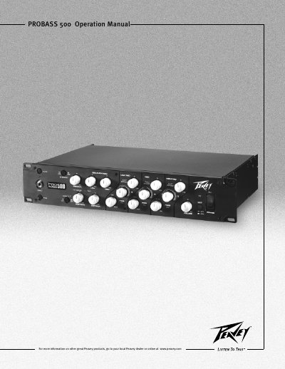 Peavey PROBASS 500 User Manual - cover page