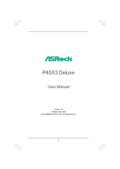 ASRock P45X3 Deluxe Motherboard User Manual