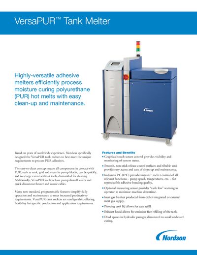 Nordson PAL-13-5828 VersaPUR Tank Melter Product Data Sheet - cover page