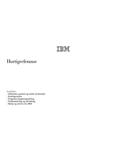 IBM Quick Reference Quick Start Guide - cover page