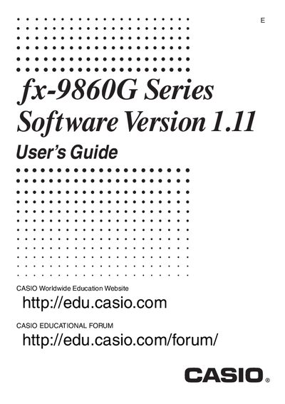 Casio FX-9860G Series Graphing Calculator User's Guide - cover page