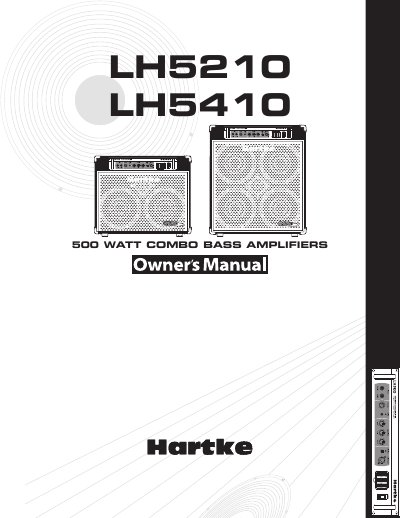 Hartke LH5210/LH5410 Combo Bass Amplifiers User Manual - cover page