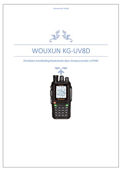 Wouxun KG-UV8D Handheld Radio User Manual