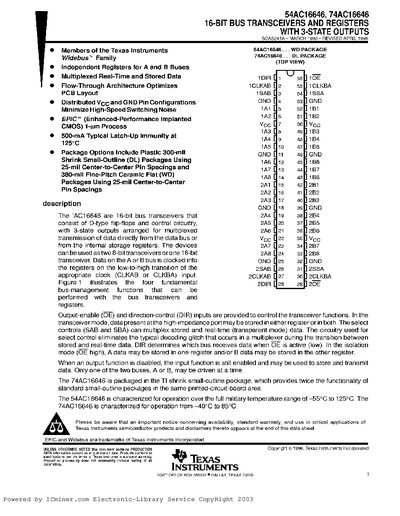 Texas Instruments 54AC16646 and 74AC16646 Datasheet - cover page