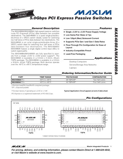 Maxim MAX4888A / MAX4889A PCI Express Passive Switches Datasheet - cover page
