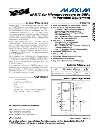 Maxim MAX8620Y PMIC Datasheet - cover page