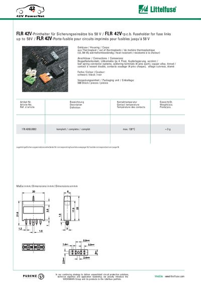 Littelfuse FLR 42V Fuseholder Datasheet - cover page