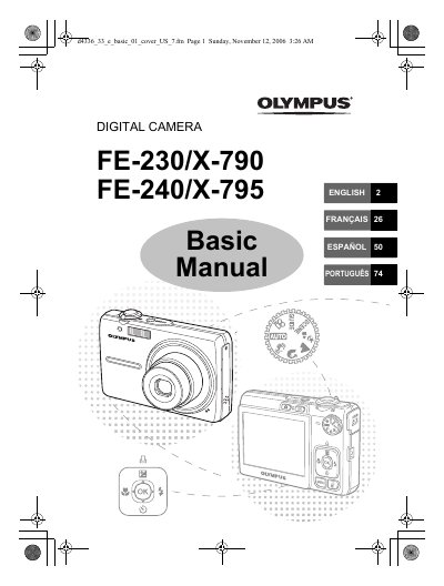 Olympus FE-230/X-790/FE-240/X-795 Digital Camera Basic Manual - cover page