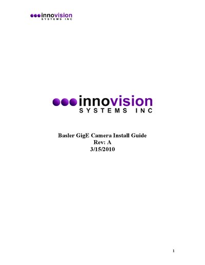 Basler GigE Camera Installation Guide - cover page