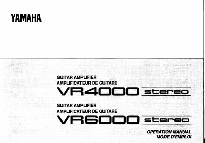 Yamaha VR4000/VR6000 Stereo Guitar Amplifier Operation Manual - cover page
