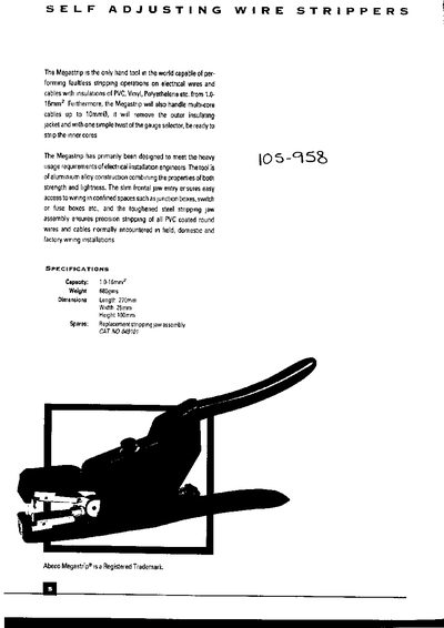 Abeco Megastrip Self Adjusting Wire Strippers Product Leaflet - cover page