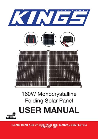 Adventure Kings 160W Monocrystalline Folding Solar Panel User Manual - cover page