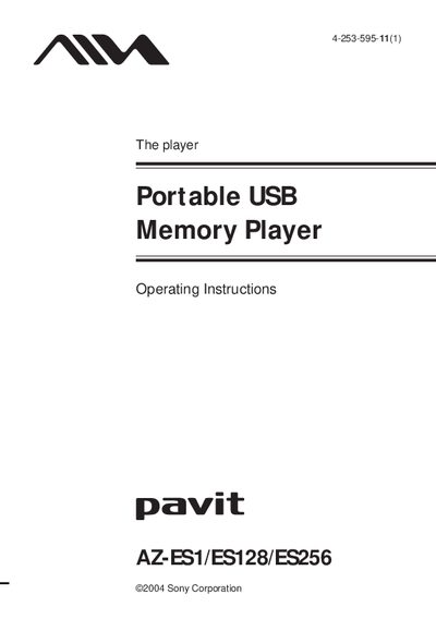 Sony AZ-ES1/ES128/ES256 Portable USB Memory Player Operating Instructions - cover page
