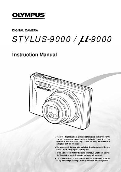 Olympus STYLUS-9000/L4-9000 Digital Camera Instruction Manual - cover page