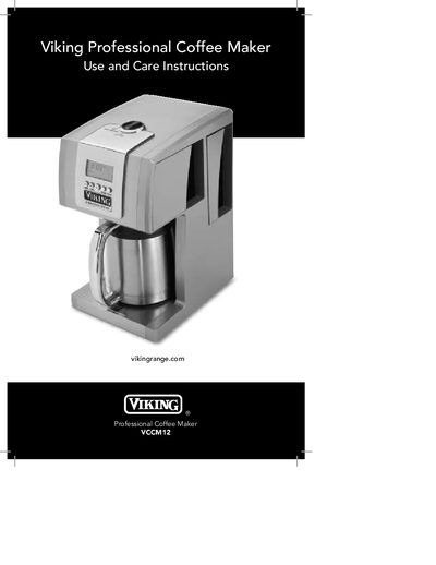 Viking VCCM12 Coffee Maker Use and Care Instructions - cover page