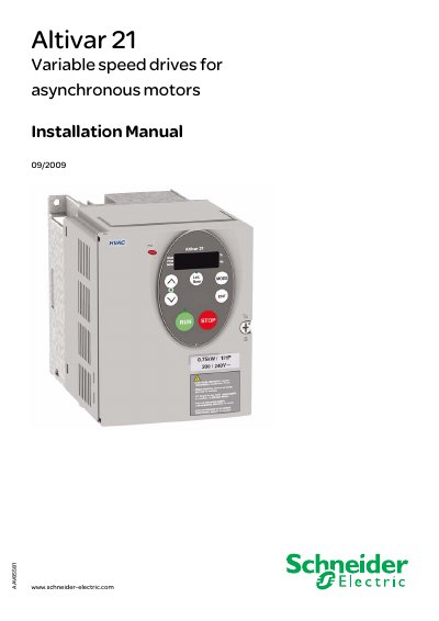 Schneider Electric Altivar 21 Installation Guide - cover page