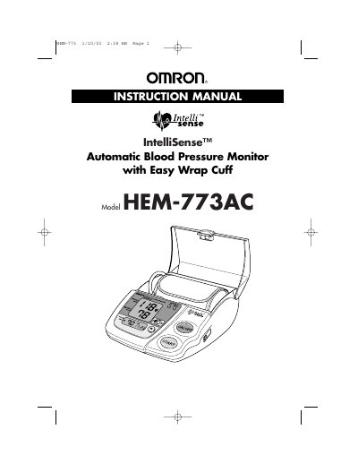 Omron HEM-773AC Blood Pressure Monitor User Manual - cover page