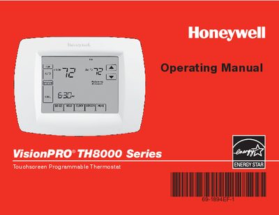 Honeywell VisionPRO TH8000 Series Operating Manual - cover page