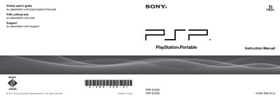 Sony PSP E1002/E1003 Instruction Manual - cover page
