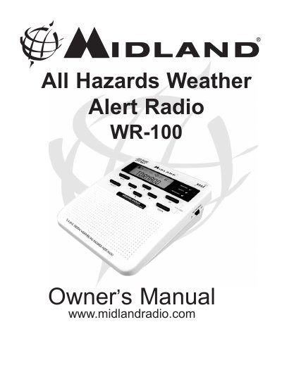 Midland WR-100 All Hazards Weather Alert Radio Owner's Manual - cover page