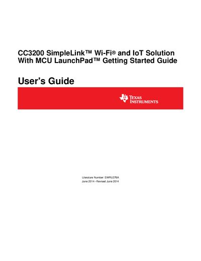 Texas Instruments CC3200-LAUNCHXL Getting Started Guide - cover page