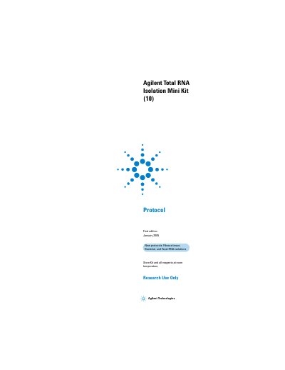 Agilent Total RNA Isolation Mini Kit (10) guide - cover page