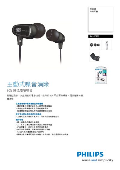 Philips SHN7500 Earphone User Manual - cover page
