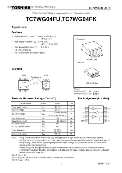 THSHIBA TC7WG04FU TC7WG04FK Manual - cover page