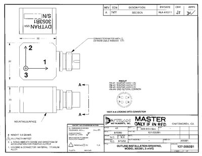 Dytran 3053B1 Triaxial Accelerometer Outline Installation Drawing - cover page