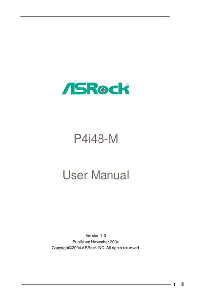 ASRock P4i48-M Motherboard User Manual - cover page