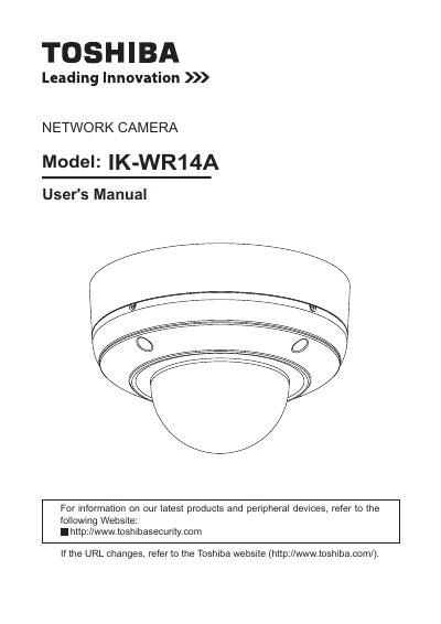 Toshiba IK-WR14A Network Camera User's Manual - cover page