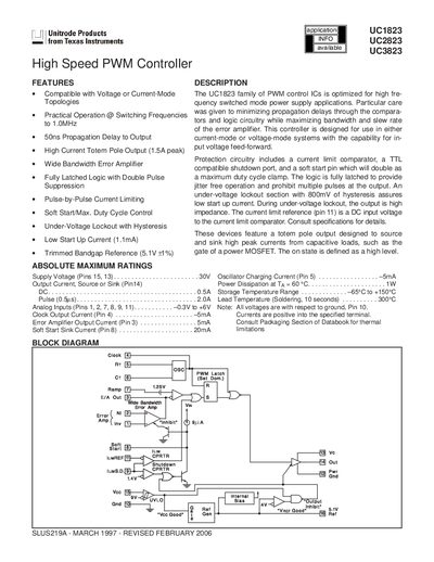 Texas Instruments UC1823/UC2823/UC3823 Datasheet - cover page