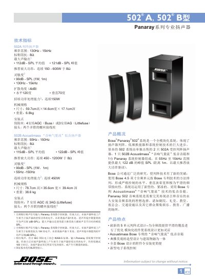 Bose Panaray 502A/502B Professional Loudspeaker Manual