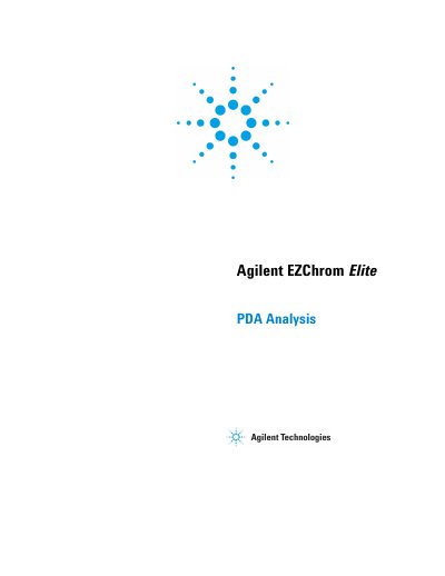 Agilent EZChrom Elite PDA Analysis User Manual - cover page