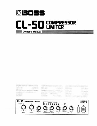 BOSS CL-50 Compressor Limiter Owner's Manual - cover page