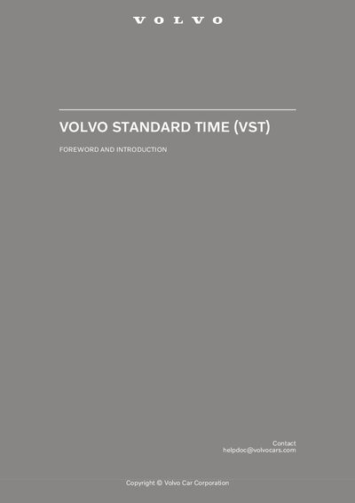 Volvo VST Standard Time User Manual - cover page