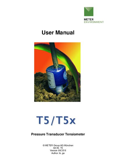 METER Group T5/T5x Tensiometer User Manual