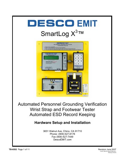 Desco SmartLog X3 Installation Guide - cover page
