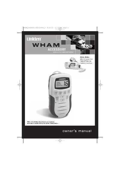 Uniden WHAM Wireless Microphone Owner's Manual - cover page