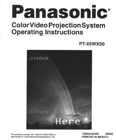 Panasonic PT-65WX50 Projection Television Operating Instructions - cover page