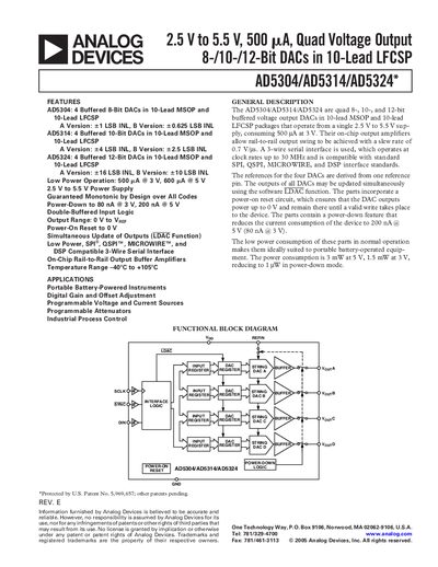 AD5304/AD5314/AD5324 Quad Voltage Output DACs Datasheet