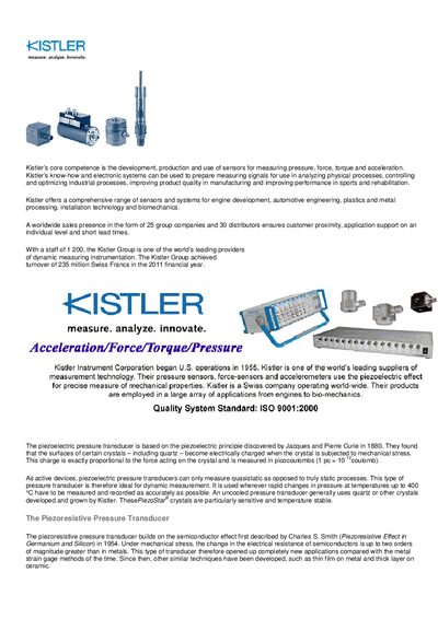 Kistler Sensor Products Datasheet